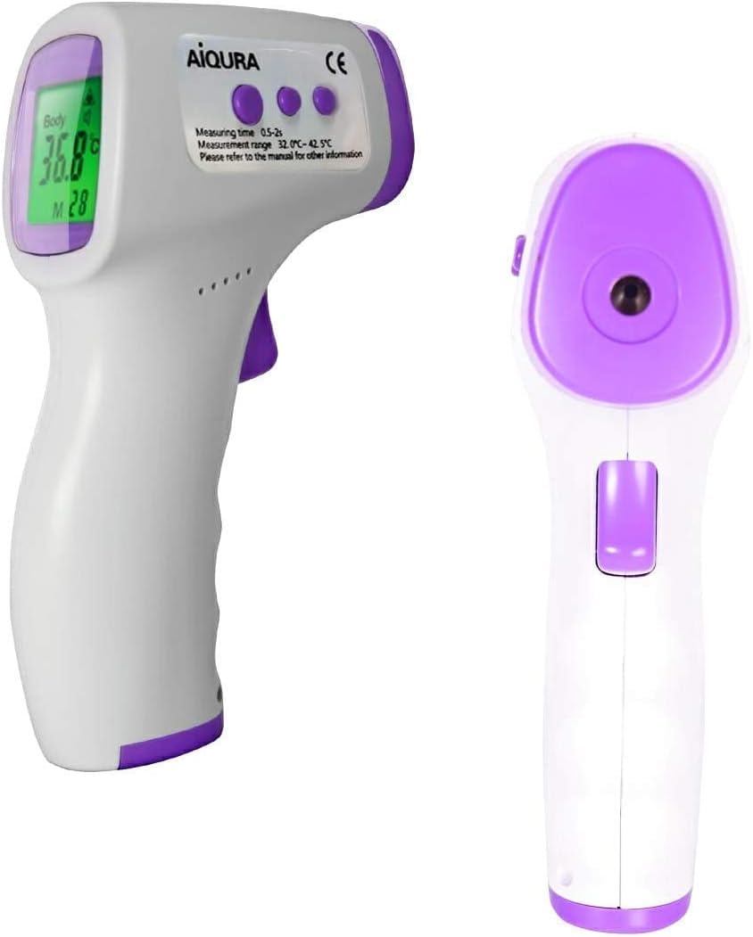 Non-Contact Digital Infrared Thermometer for Forehead Ear and Body Temperature LCD IR Body Forehead Thermometer Accurate Instant Readings Temperature Gun for Baby, Children, Adults (Purple)