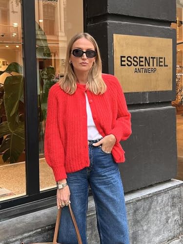 YKR Womens Fall Cardigan Sweater Long Sleeve Chunky Knit Open Front Button Loose Casual Cardigan Coat4