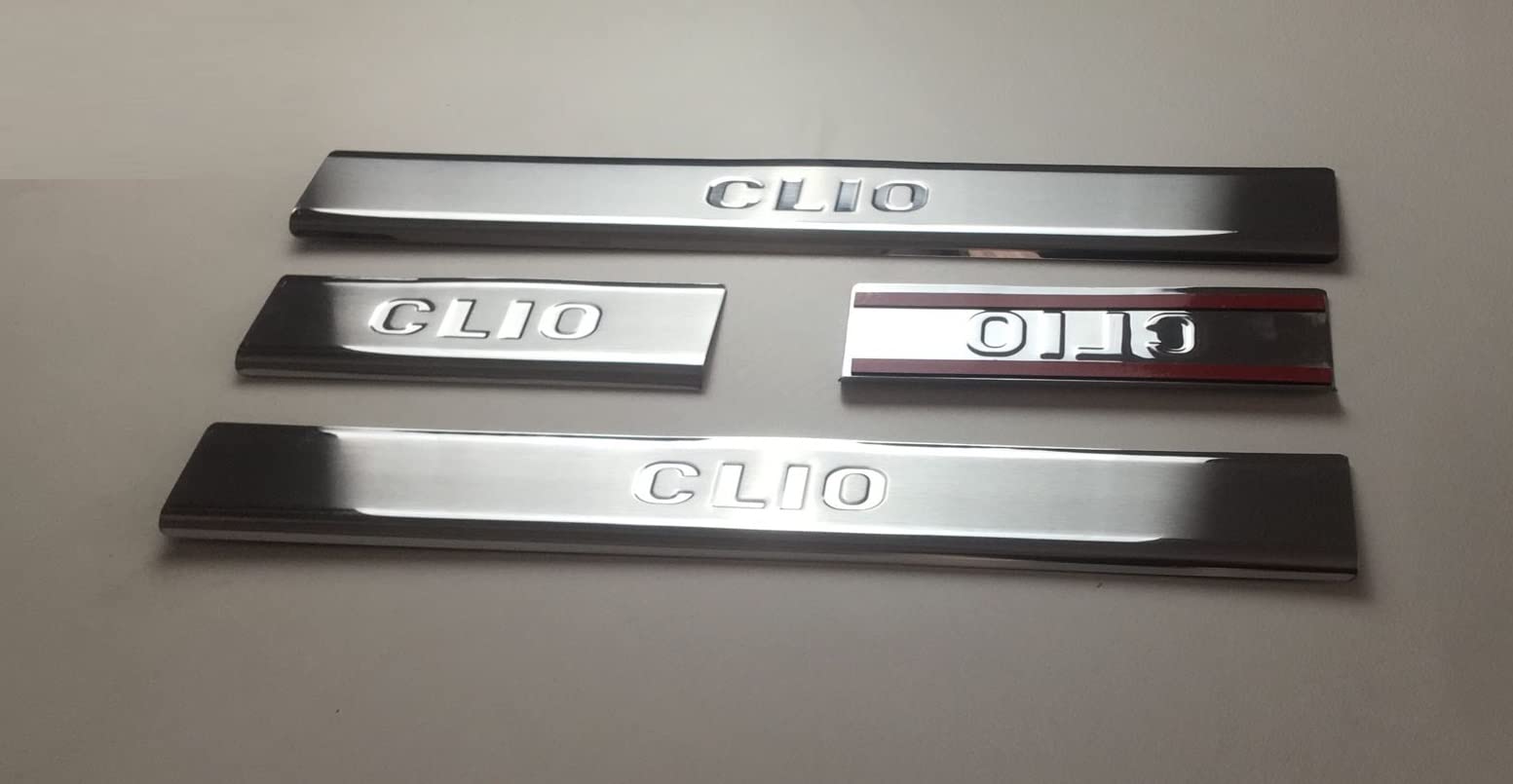 mne parts pour clio 5 2019 Protection de seuil de porte en acier inoxydable 4 pièces