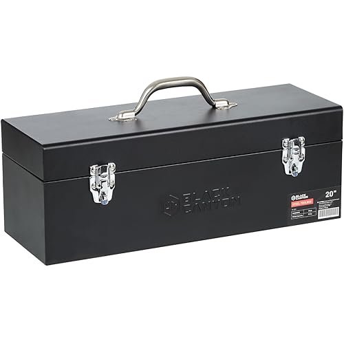 Black Canyon 20 Inch Steel Tool Box, Metal Tool Box, Carbon Steel, Portable&Padlockable, Sturdy & Durable toolbox, Ideal for Trailer, Mechanic, DIY-ers, Car Toolbox, Workshops, Garages, Repair Shops