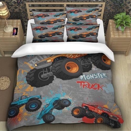 Linge de lit hypoallergénique housse couette 3D 220x240cm microfibre 3 pièces camion