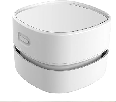 ODISTAR Desktop Vacuum Cleaner,Mini Table dust Sweeper Energy Saving with auto Power-Off Function,High Endurance up to 400 mins,Cordless&360o Rotatable for Keyboard/Home/Office White USB Charging