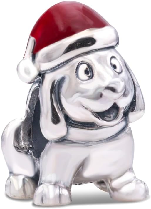 Pandora Sterling Silver Christmas Puppy Charms, Red Enamel 791769EN39