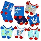Bioworld Sonic The Hedgehog Boys Week of Socks Ankle and Crew 7 Pair Mix and Match Gift Box Set
