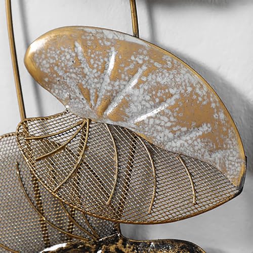 Image of F-RIQA METAL Golden Leaf Metal Wall Art Set of 2 Panels | Modern Iron Wall Hanging Decor for Living Room, Bedroom, Dining Room, Hallway & Office (36 x 13 Inch Each)