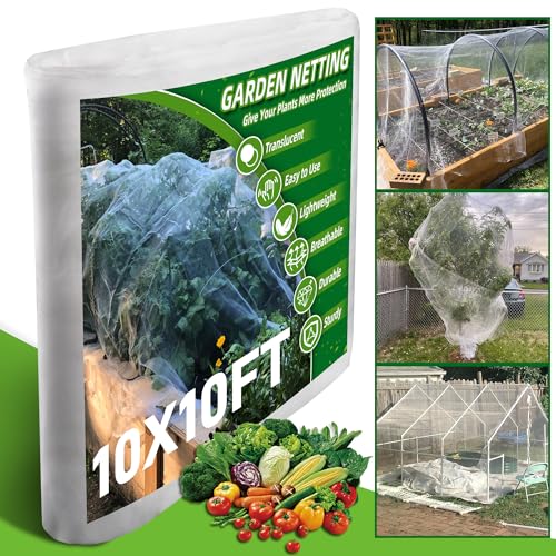 Garden Netting - 10x10FT Ultra Fine Garden Netting Pest Barrier for Vegetable, Plants, Fruits, Flowers and Crops Greenhouse Row Cover Raised Bed Patio Mesh Netting