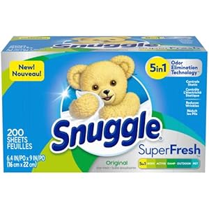 Snuggle Plus SuperFresh Fabric Softener Dryer Sheets with Static Control and Odor Eliminating Technology, Original, 200 Count