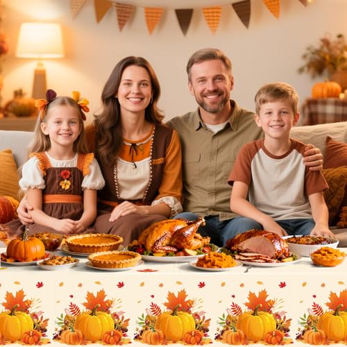 Image of Miucat 3Pcs Thanksgiving Tablecloth, Disposable Rectangular Fall Tablecloth for Thanksgiving Theme Decorations Tables Decor Supplies,108 x 54 Inch