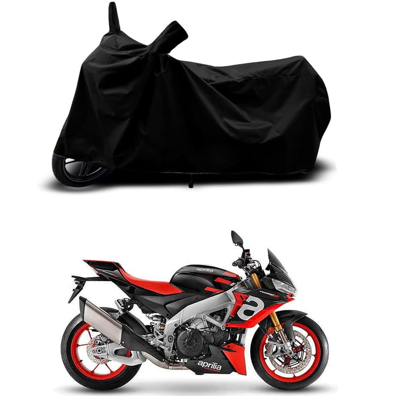 Image of 100% Scratchproof /UV-Rays /Heat Protection /Birds Dropping /Water Resistant /Dust Proof /Waterproof /Bike Scooty Two Wheeler Body Cover Compatible for Aprilia Tuono Factory All Varients[Black]