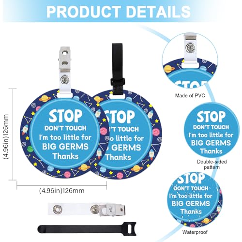 ORIGACH 2 Pack Stop Do Not Touch Baby Signs, Planets and Rockets Don't Touch Thanks Baby Car Seat Sign or Stroller Tag with Hanging Strap and Clip, No Touching Baby Carrier Tag for Preemie Newborn
