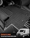 Car Floor Mats for Ford Transit 2026 2025 2024 2023 2022, Custom Fit All-Weather TPE Liners for Transit 150 250 350 (Not Fit for Connect), Heavy-Duty Black Van Accessories Full Coverage