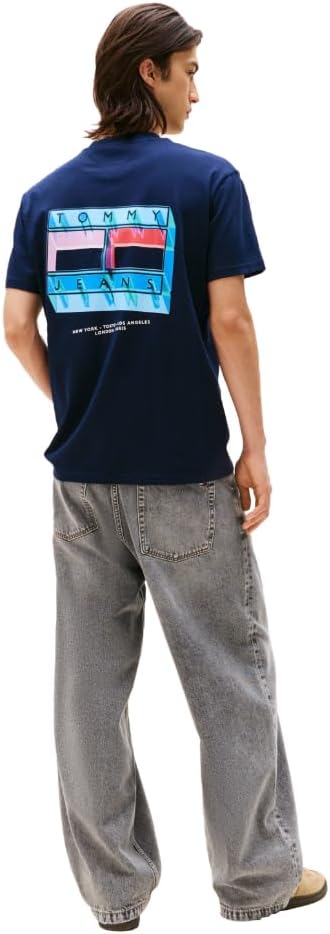 Tommy Jeans Men's Short Sleeve Cotton T-Shirts with Blurred Printed Flag Graphic - Image 4