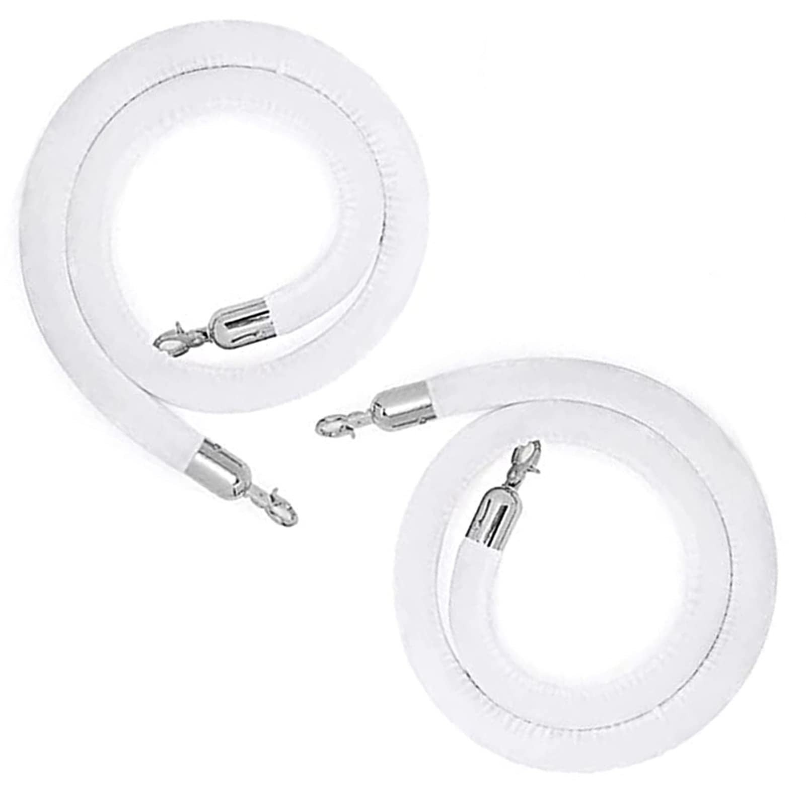 AUNANGLJSCS Rope barriers, 2 Pcs Velvet Crowd Control Barriers for,Queue Barrier with Silver Hooks, Ropes for Carpet Events-Red||9ft/274cm(White,6ft/185cm)