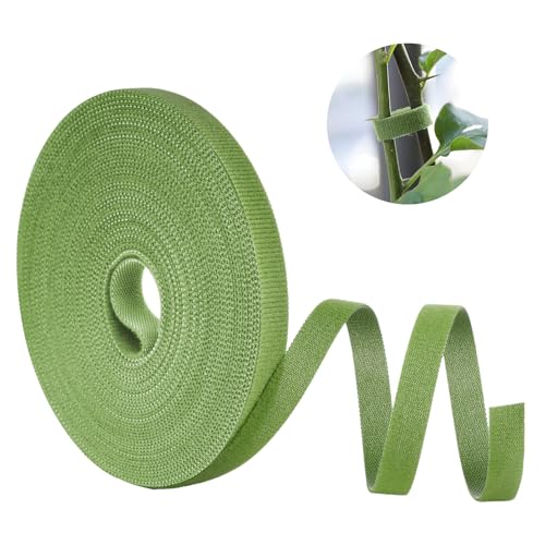 Adiwo Pflanzenbinder Klett,15m Grün Wiederverschließbar Pflanzenband Doppelseitige Stützbinder 10mm Selbstklebend Rankhilfe Mehrzweck Pflanzenbinder Wetterfeste Rankhilfe für Pflanzen
