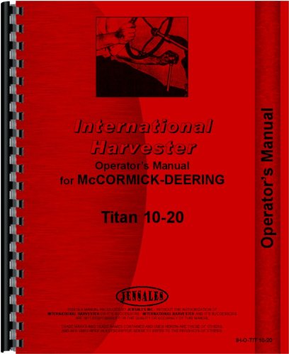 Operators Manual International Harvester Titan 10-20 Tractor      Plastic Comb