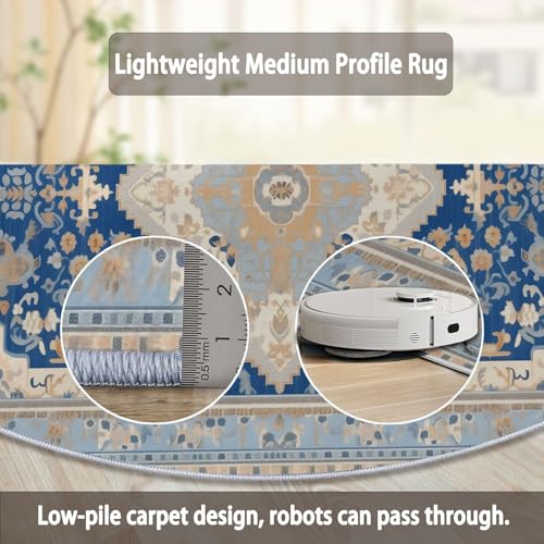 Tapis rond lavable en machine de 150cm antidérapant imprimé persan - 8