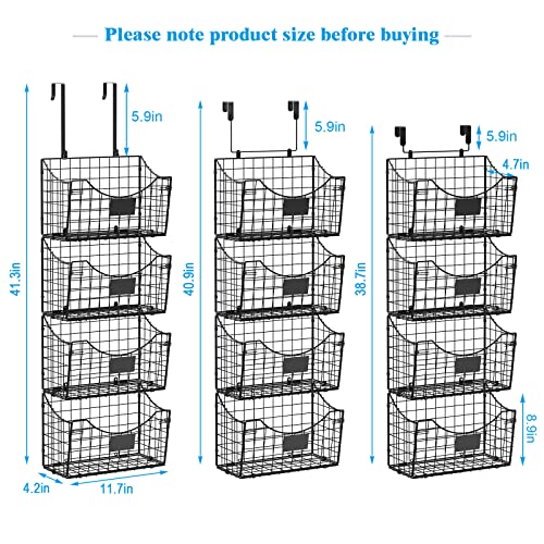 Over The Cabinet Door Organizer 4 Pack, Over Door Storage Basket With Name Plate Hooks For Cutting Board Foils Cookie Sheet, Grid Storage Bin Basket Holder Rack For Kitchen Pantry Bathroom #TOP6