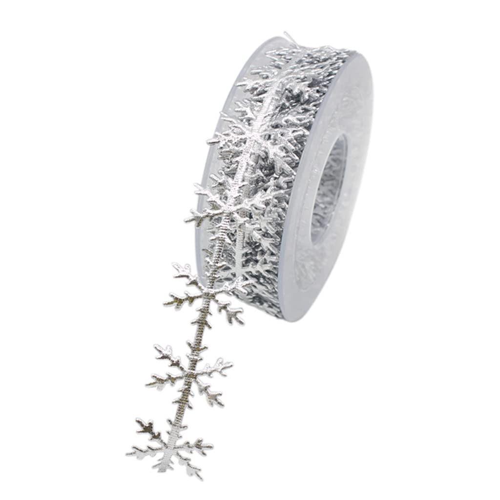 Kalttoy Silver Creative Christmas Ribbon Lace Trims Golden Glitter Snowflake Shape Lace Ribbons For Birthday Wedding Party D Creative Christmas Ribbon Trims Golden For Wedding Party Decorations