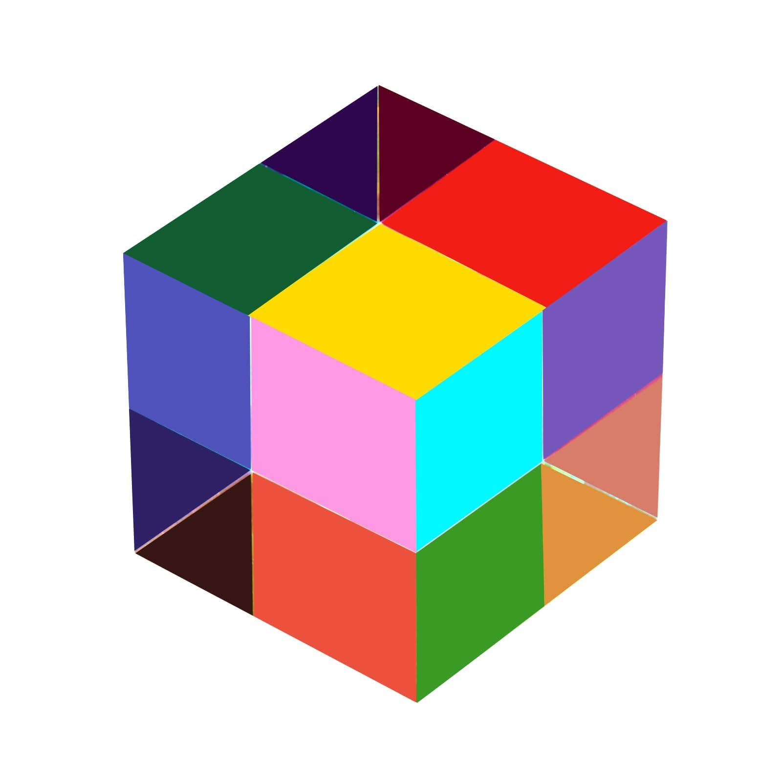 ECBANLI Mixing Color Cube, 1.6 inch Acrylic Glass Cube Prism, Multi-Color Physics Toy and Desktop Decor, 4cm