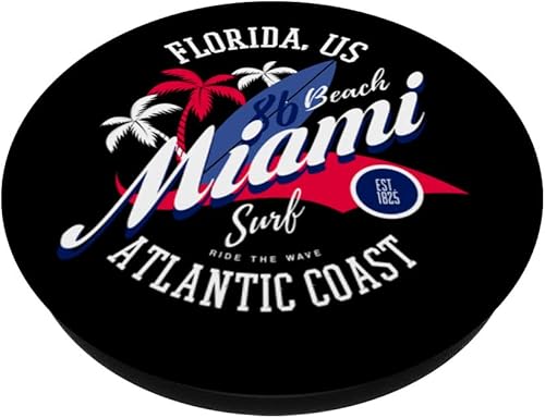 Miniatura 2 de Miami Florida USA Surf Novelty Graphic Tees & Cool Designs PopSockets Swappable PopGrip