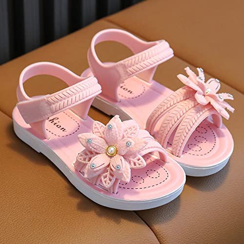 Toddler Little Girls Glitter Flower Open-Toe Flat Dress Sandals Summer Soft Bottom Comfortable Casual Shoes3
