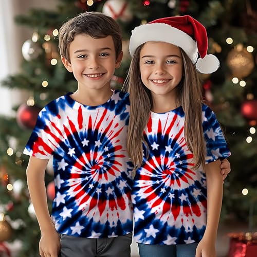 Image of Kids Tie Dye Shirt for Boys Girls Children Tie-Dye Hippes Tshirt Short Sleeve Tee Shirt for Todder