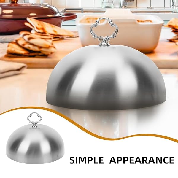 UTHCLO Stainless Steel Steak Cover - Small Serving Dish Lid 5.5inch 14cm Griddle Basting Cover Melting Dome for Kitchen Griddle Cloche Food Dome Silver by UTHCLO - Image 8
