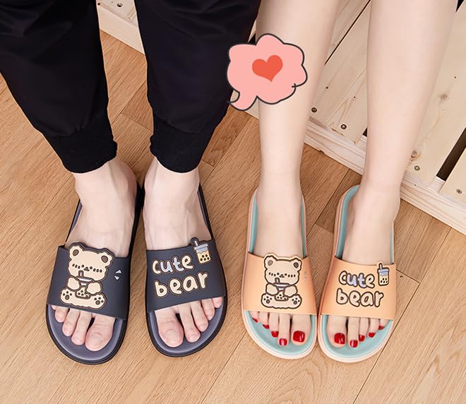 Sandals Women Bubble Tea Bear Slippers for Couple Cute Y2k Kawaii Aesthetic Sandals Shower Slippers Shower Flip Flops Women Flats Indoor Outdoor Beach Travel Pool2