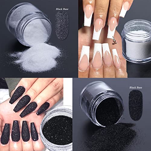 Superfine French Nail Glitter Powder - Black White Snow Design Sugar Shiny Effect Candy Glitter Flakes Pigment Dust Gel Polish Manicure Accessories Diy Crafts (2 Bottles) (Mn 2Pcs (3)) #TOP1