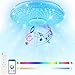 36W APP Remote Control Color Changing Ceiling Lamp with Bluetooth Speaker, Flush Mount LED Bathroom Music Ceiling Light for Kids Room, Laundry, Hallway