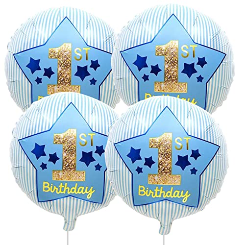 Image of AMFIN (Pack of 4) Happy Birthday Foil / 1st Birthday Decoration item /Boy Decoration Balloon /Foil Balloon Birthday /Theme Birthday Star