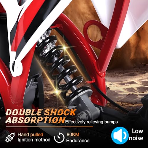 kiskick 49cc Kinder Dirt Bike, 4-Takt Mini Dirt Bike Gas Power, Mini Motorrad Kinder Pocket Motorrad mit Scheibenbremsen Off Road Motocross Gas Motorrad Mini Kid Dirt Bike Gas Bike Rot – Bild 4