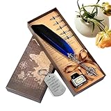 DzpKrka Pluma vintage - Secado rápido con plumas de repuesto como llavero | Pluma de inmersión tinta papelería | Para escribir diarios, firmas, ejercicio, principiantes, cumpleaños, Navidad