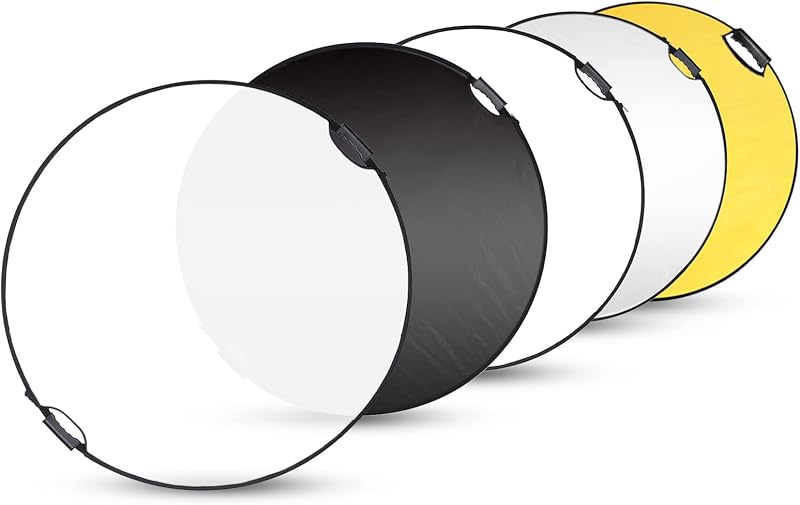 Selens Reflector de fotografía 43 en 5 en 1, Reflector de luz plegable | con estuche de transporte, reflector para fotografía, iluminación de estudio fotográfico, translúcido, plateado, dorado, blanco y negro