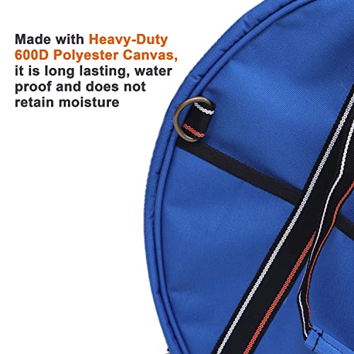 Image of BULL TOOLS EV Charging & Jumper Cable Storage Bag, Organizer 6 Pocket Handmade Carry Bag - 15x15x4 Inch Waterproof Ballistic Polyester Round Bag's, Cords, Small Tools, For Motor Vehicles - Blue