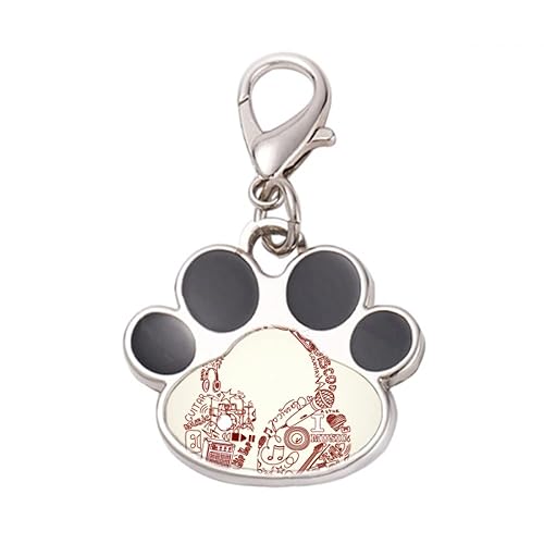 DIYthinker?Illustration Music Headset Pattern Pet Tag Keychain Dog Cat ID