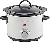Vista 1 de Courant Slow Cooker Mini, Electric Round Ceramic pot, Adjustable Temp, Entrees, Sauces, Stews & Dips, Cool Touch Handles, Dishwasher Safe Glass Lid