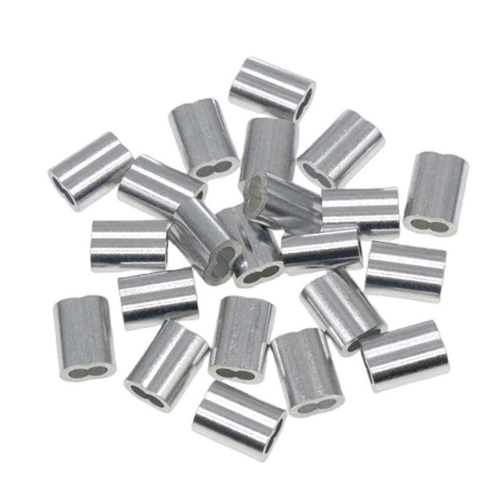 Lot de 25 manchons en aluminium de 8 mm - Boucles de sertissage - Manchons en aluminium - Manchons de serrage en aluminium - Serre-câbles métalliques - Manchons de serrage - Manchons de serrage