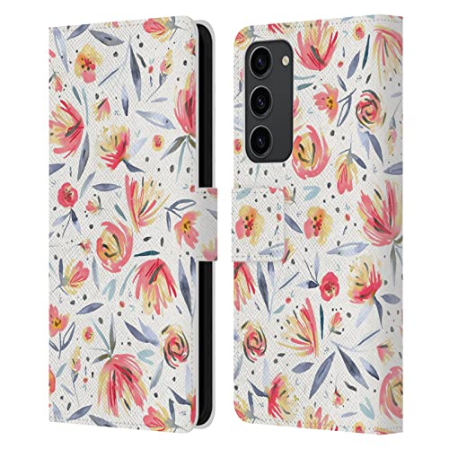 Étui portefeuille cuir Galaxy S23+ Ninola pivoines floral