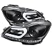 For Benz W204 C-Class 4 Doors Sedan Black Bezel DRL LED Projector Halogen Type Projector Headlights Pair