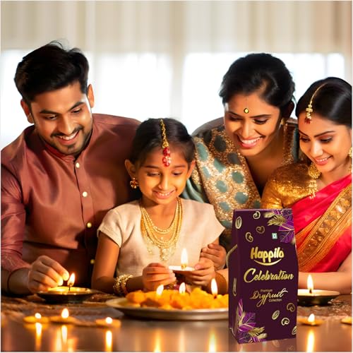 Image of Happilo Premium Diwali Gift Pack with 8 Inclusions | Evil Eye Thread, Almond, Cashew, Raisin, Date Bite, Snack, Roli Chawal & Card, Dry Fruits DOVE Gift Box (Pack of 5)