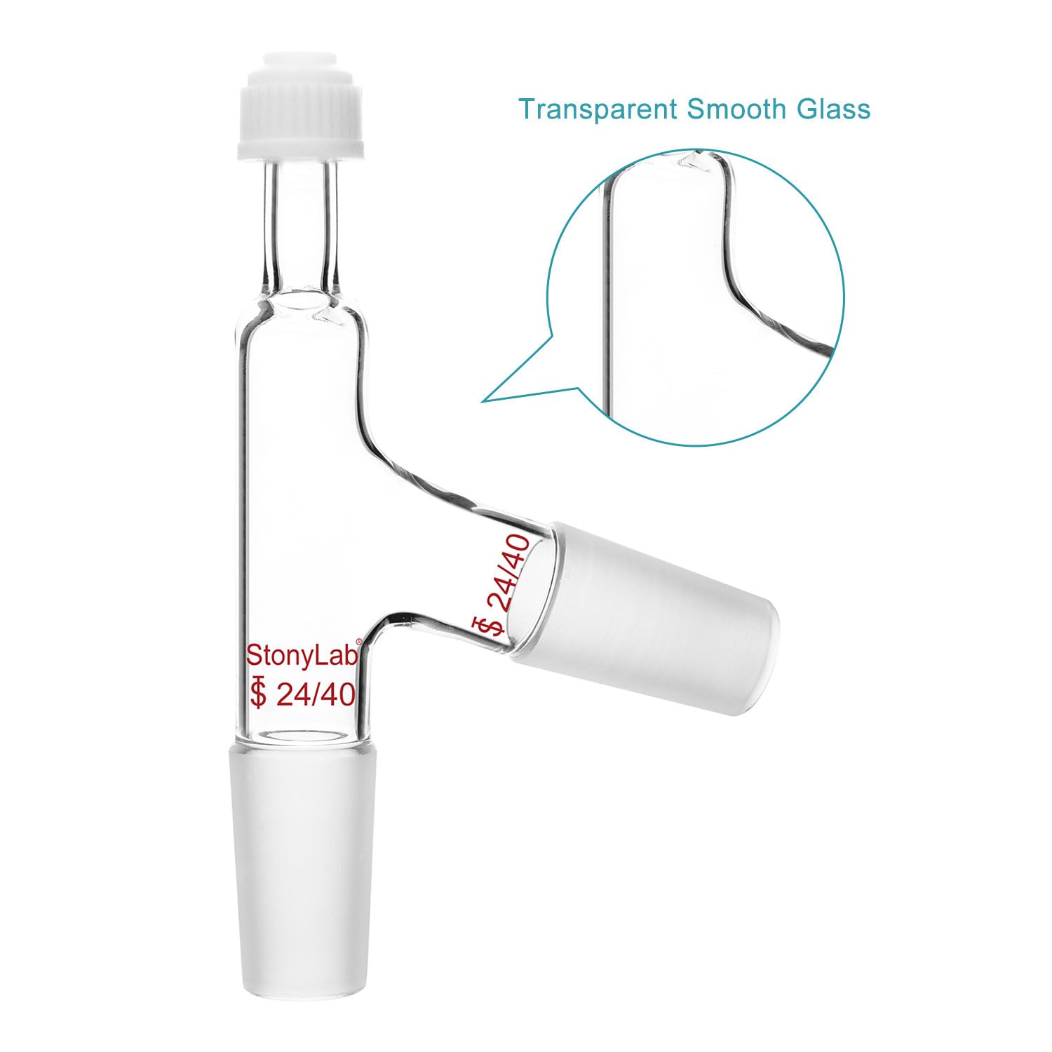 stonylab Adaptateur Distillation de Thermomètre à 3 Voies avec 24/40 Articulation et Bouchon à Vis, 3 Way Distilling Thermometer Adapter pour Appareil de Distillation
