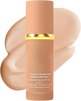 Colour Changing Foundation For Mature Skin,Foundation 4 In 1 Medium Spectrum With SPF 50,Hydrating Medium Full Coverage Concealer to Cover Fine Lines,Long Wear Foundations Makeup Medium