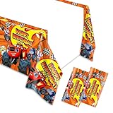 2Pcs Blaze and The Monster Tablecloth Disposable Tablecover Birthday Party Supplies and Decorations for Kid Boy Baby Shower Rectangle Tables 70'X42',2 Pack,