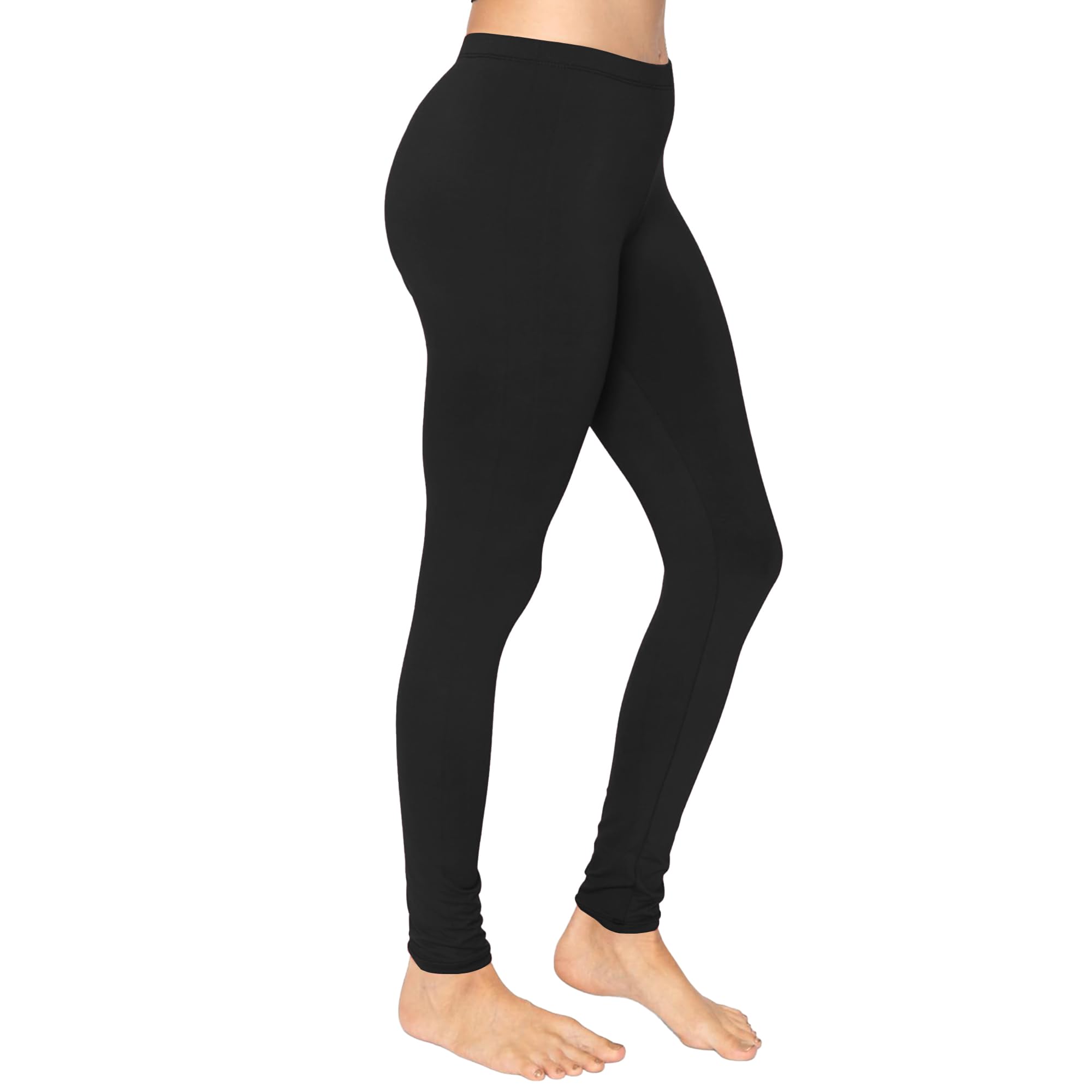 Crazy Chick Womens Cotton Full Length Leggings, Ladies Soft Stretchy Skinny Elastic Waist Workout Gym Yoga Pants Plus Size 8-30, (Black-8)