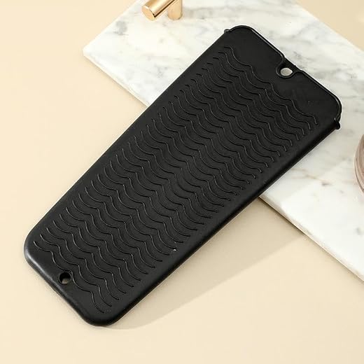 Heat Resistant Tool for Hair Tools - Silicone Heat Mat & Holder for Curling Iron (Black)