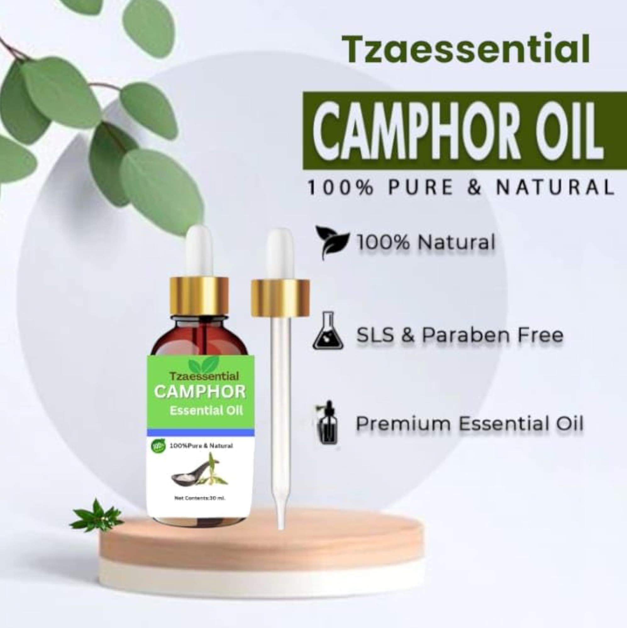 Camphor Essential Oil 50ml, Natural Aromatherapy