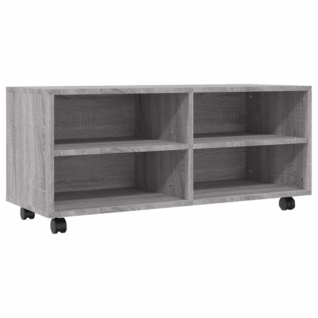 Mueble de TV con Ruedas Madera contrachapada Gris 90x35x35 cm,16.48kg-815259
