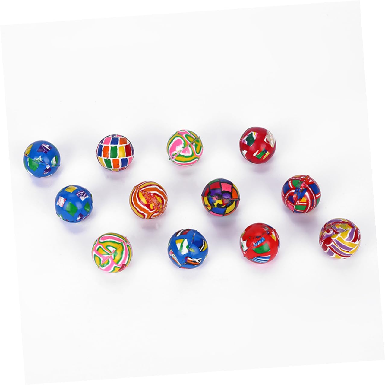Lurrose 100 Palline di Gomma Elastiche di 32mm per Bambini, Giocattolo Creativo e Sicuro, Perfette per Giochi e Festa dei Bambini Confezione da 100 Pezzi Stili Multipli