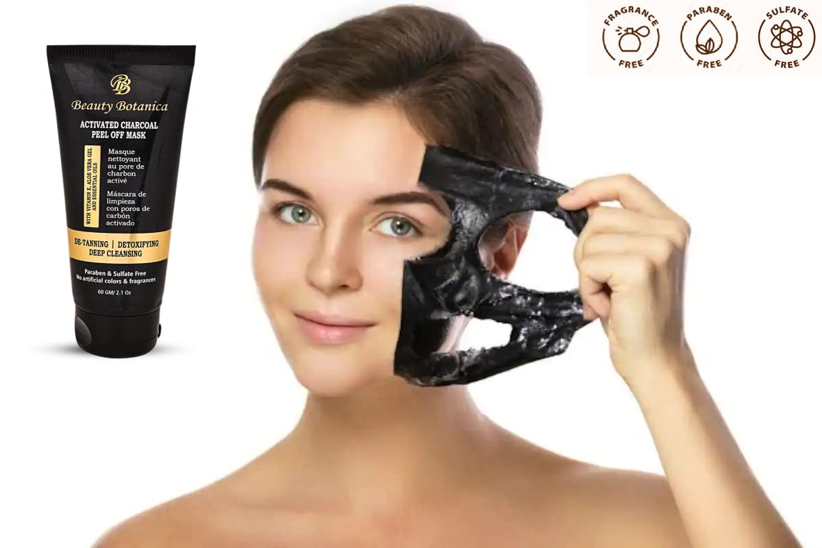 Activated Charcoal Peel-Off Mask With Aloe Vera Gel, Vitamin E, Tea Tree Oil - 60Gm